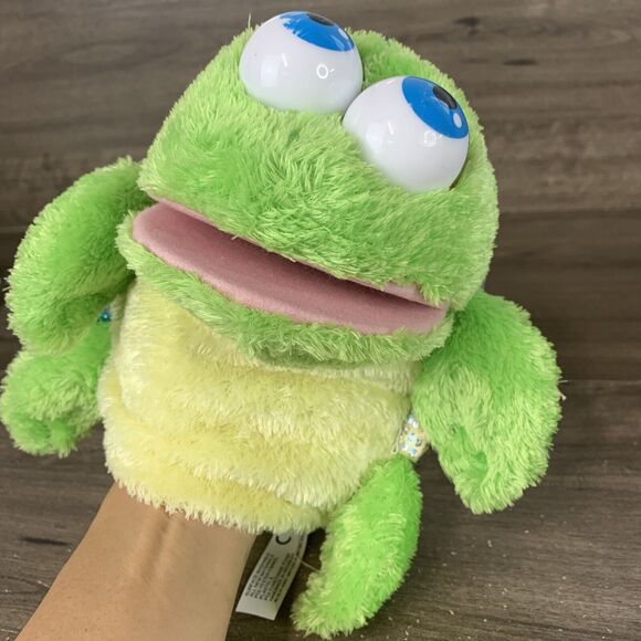 Aurora The Turtle Hand Puppet Green Plush Stuffed Animal Full Body 10" Blue Eyes - Picture 12 of 16